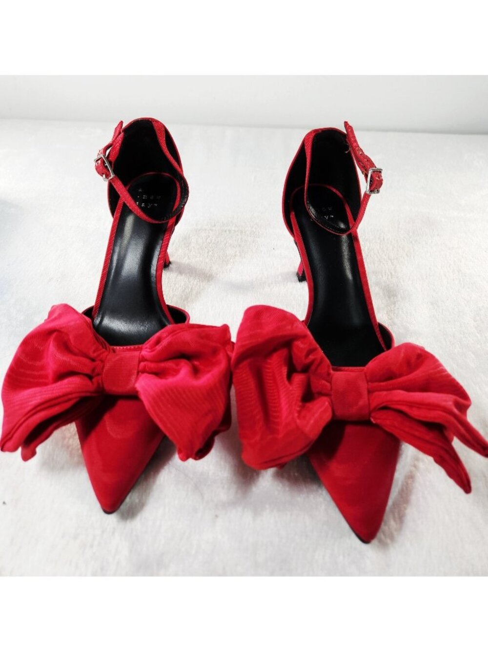 A New Day Grace Women's Red Pointy Bow on Toe Bow Heels-SZ 7.5